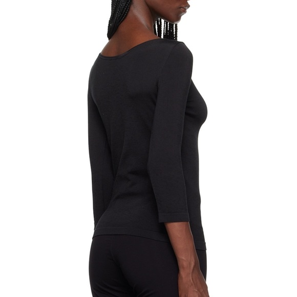 WOLFORD Black Cordoba Long Sleeve T-Shirt {$295} Nylon Blend Jersey Scoop Small - Picture 8 of 10